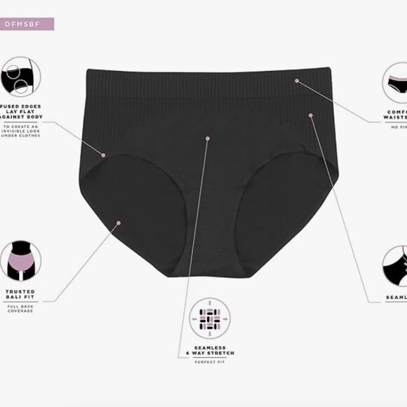 NWT Bali Women's Seamless Underwear Brief 3-Pack, Comfort Revolution no-show, 5 - Picture 5 of 5